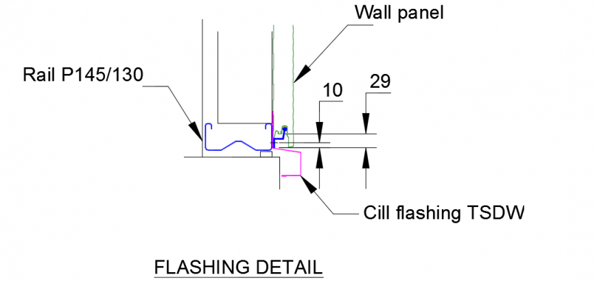 Flashing structure and construction detail dwg file