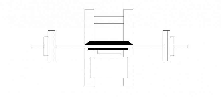 Flat bench detail gyming equipment block 2d view elevation autocad file