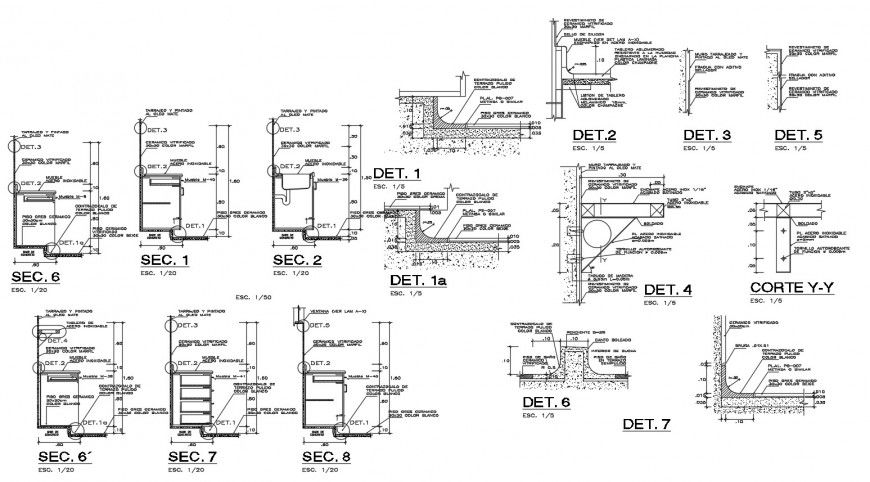 Flat concrete grills constructive structure cad drawing details dwg file