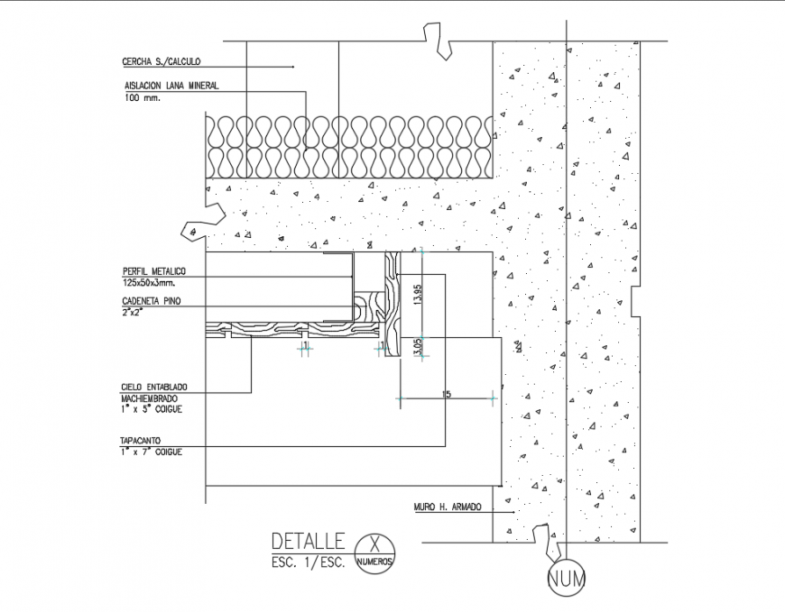 Flat false ceiling constructive cad drawing details dwg file