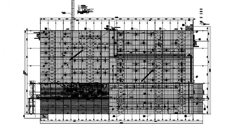 Flat roof layout plan and structure drawing details dwg file