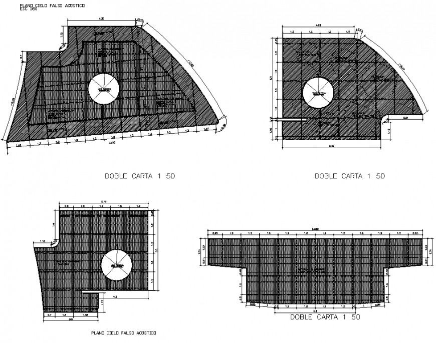 Flat sky acoustic false hatching detail dwg file
