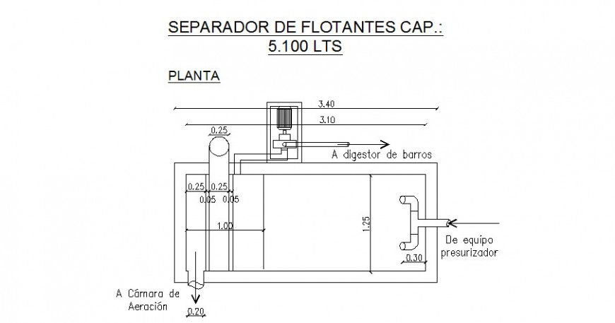 floating separator plan drawing in dwg file.