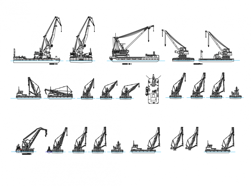 Floating ship cranes creative cad blocks details dwg file