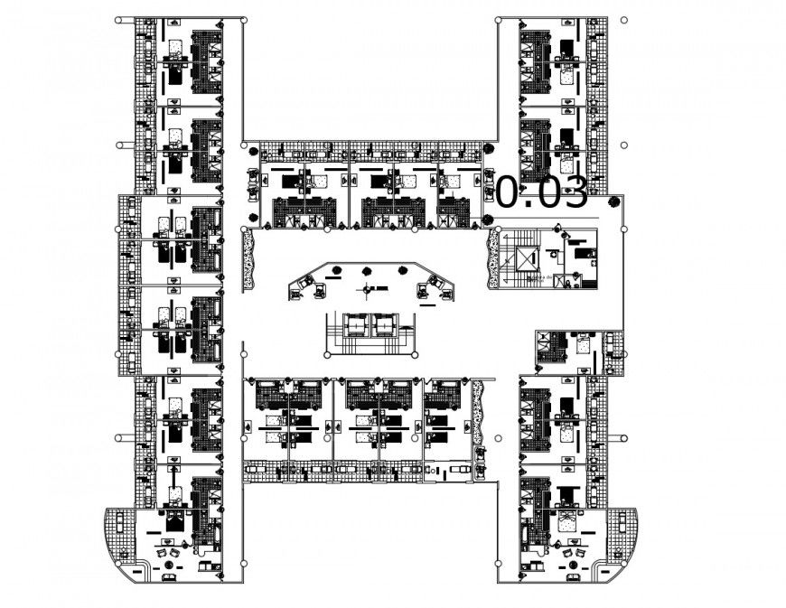 Floor 1 to 5 hotel suit area in auto cad file