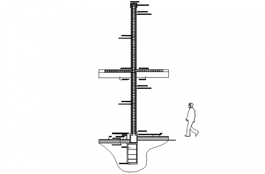 Floor and column construction view in its elevation of auto cad file