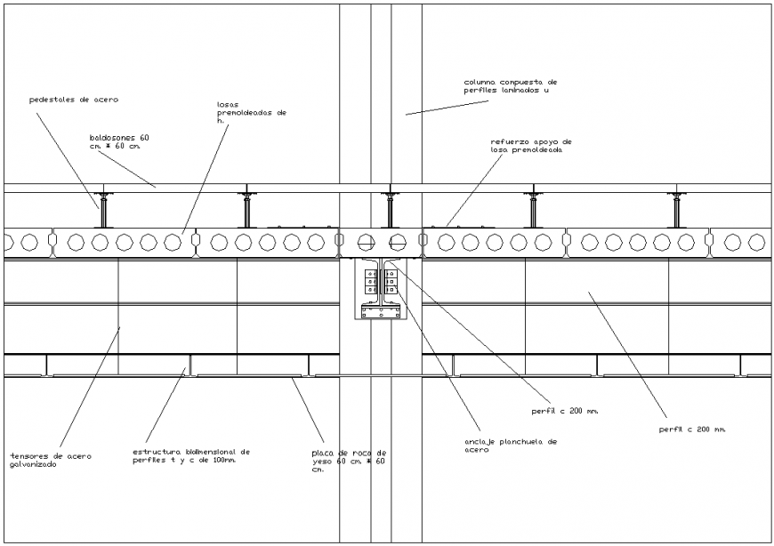 Floor and suspended ceiling section autocad file