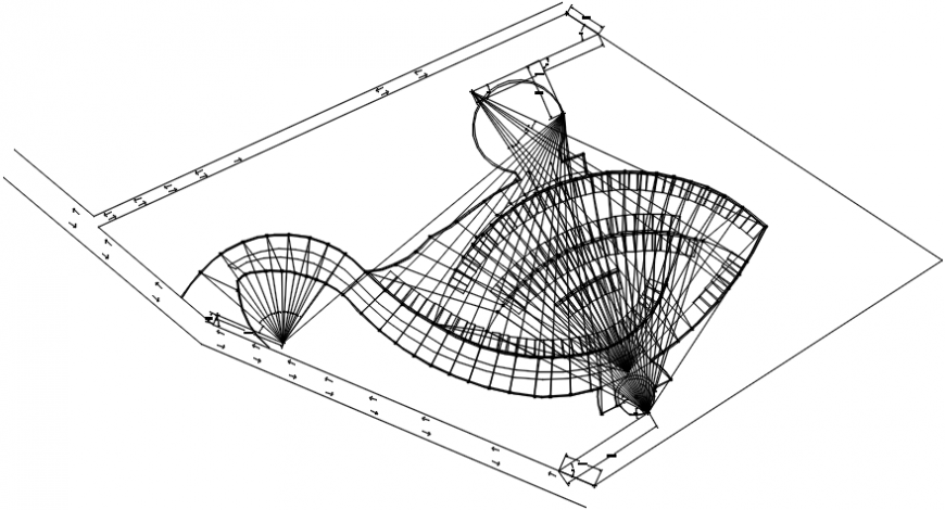 Floor cover plan and structure details of shopping mall building dwg file