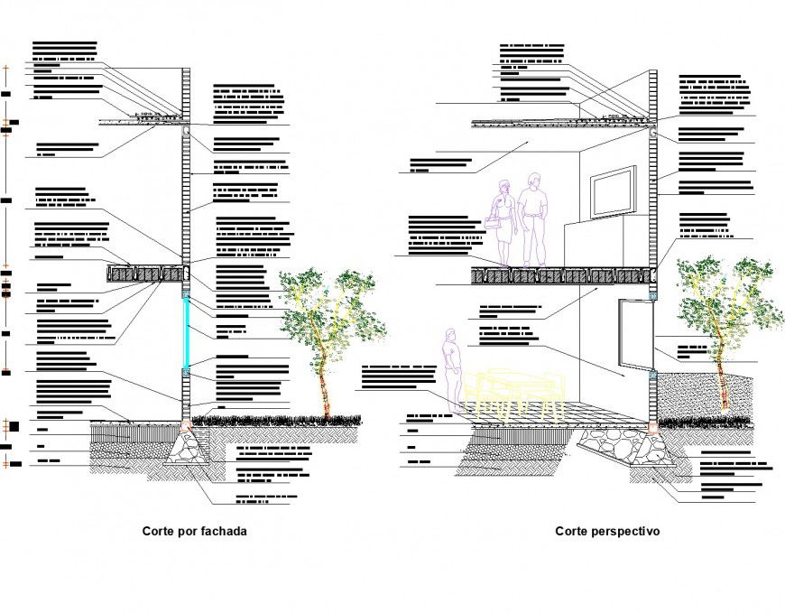 Floor detail level plan and elevation dwg file
