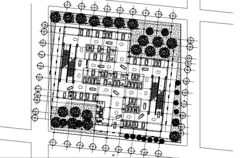 Floor details drawing of parking system 2d view dwg autocad file