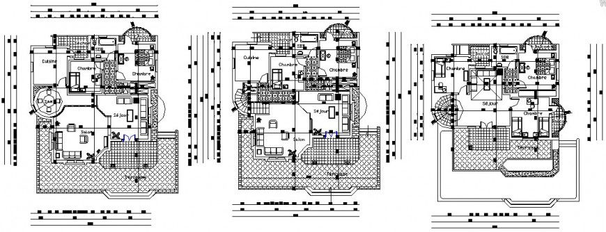 Floor details drawings 2d view of housing bungalow dwg autocad file