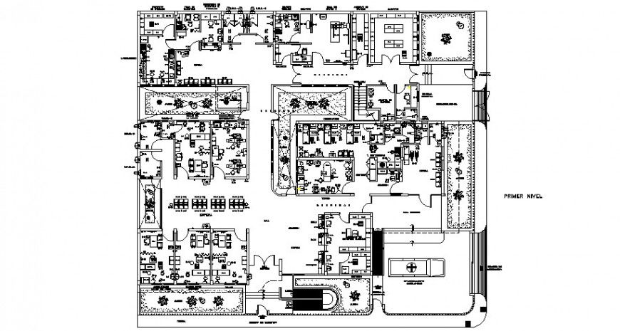 Floor distribution architecture plan details for corporate building dwg file