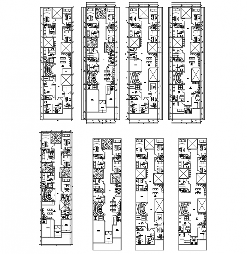 Floor distribution details of poly clinic hospital cad drawing details dwg file