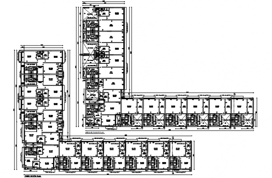 Floor distribution drawing details of residential flats dwg file