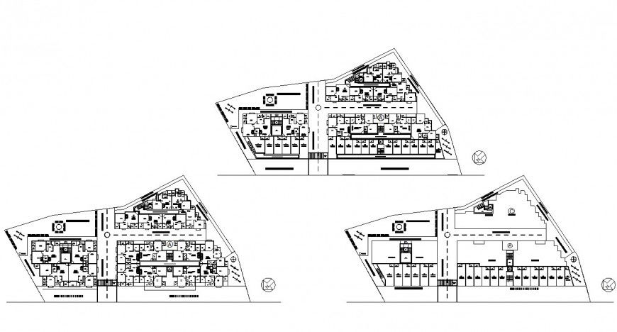 Floor distribution layout plan details of residential apartment building dwg file