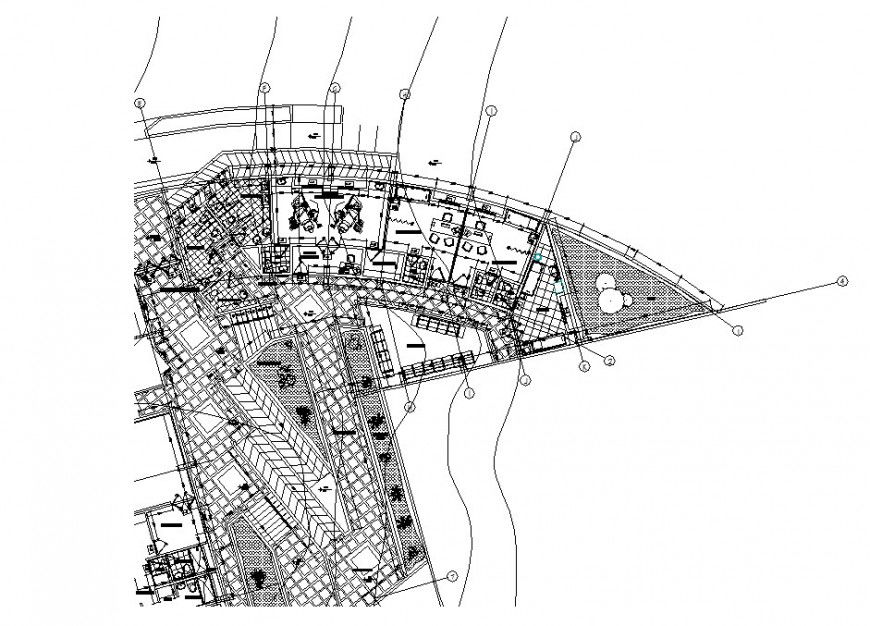 Floor distribution plan details of municipal hospital building dwg file