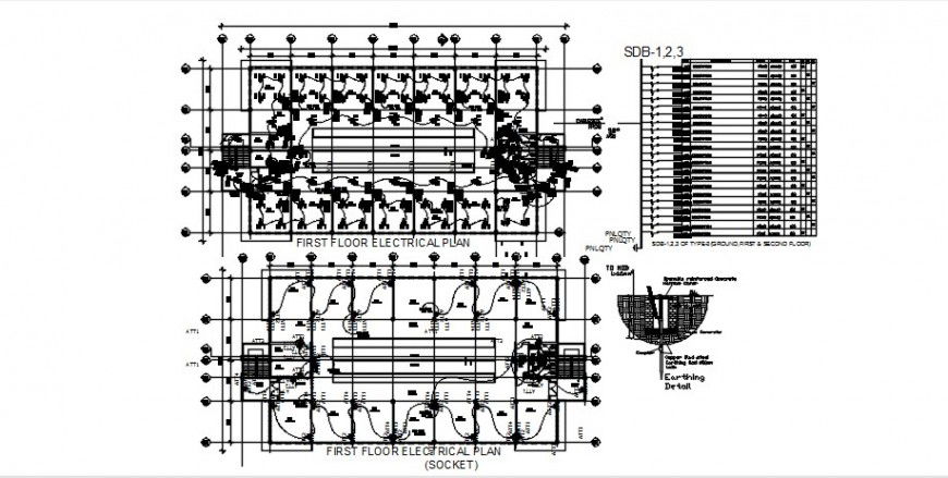 Floor electrical installation detailing plan dwg autocad file
