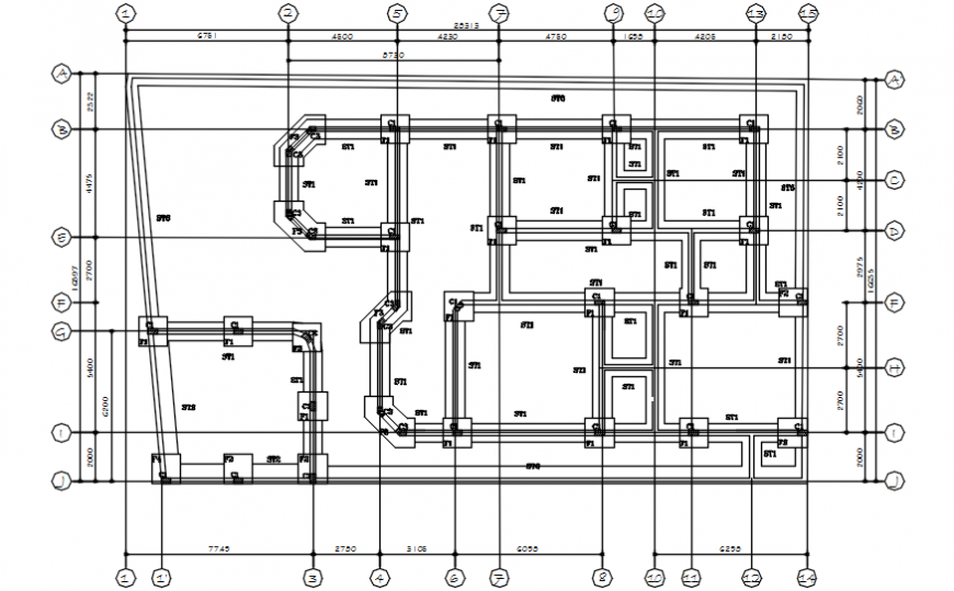 Floor foundation plan structure details of luxuries villa dwg file
