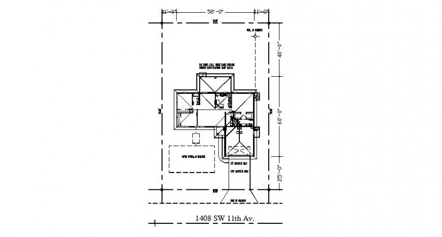 Floor framing structure and site plan details for house dwg file