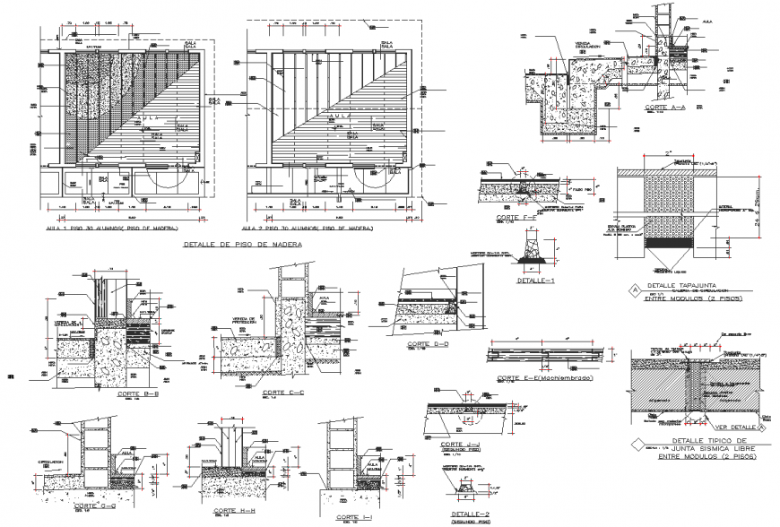 Floor general detail plan and section autocad file