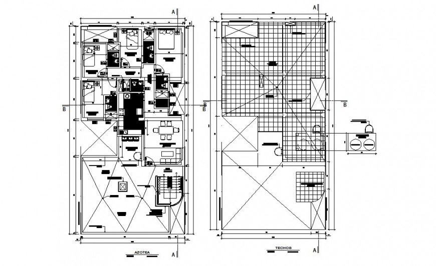 Floor layout plan detail with furniture detail dwg file