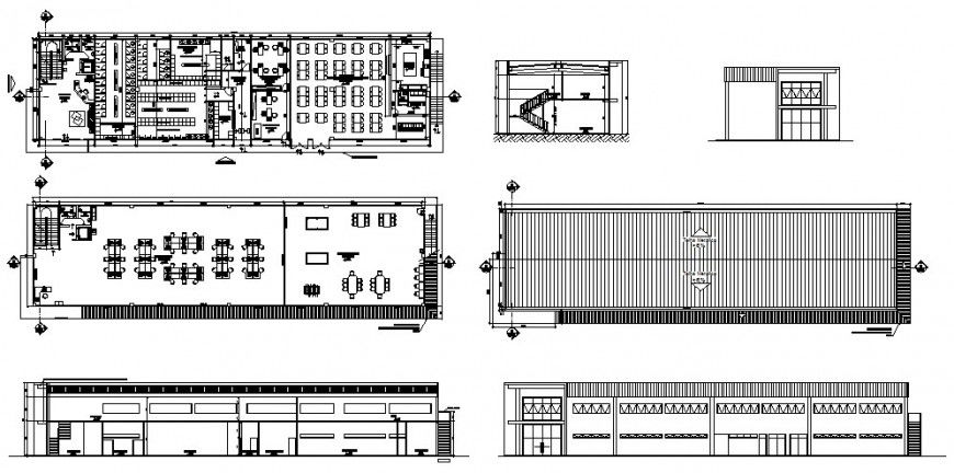 Floor plan, section and auto-cad details of office building dwg file