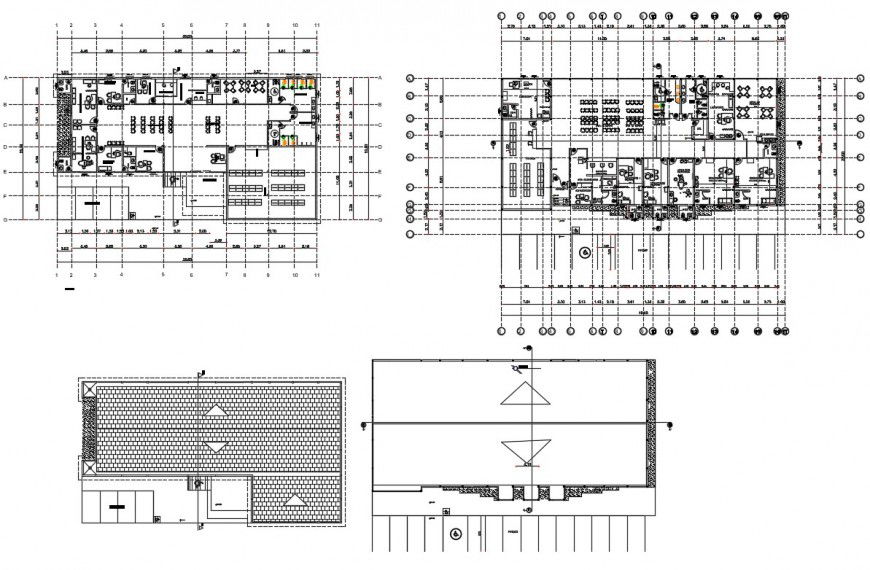 Floor plan and cover plan details of medical center dwg file