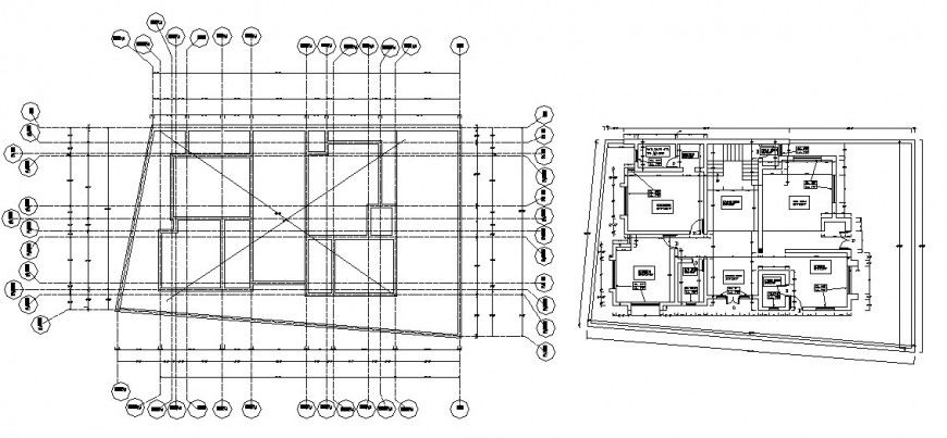 Floor plan and cover plan details of residential house dwg file