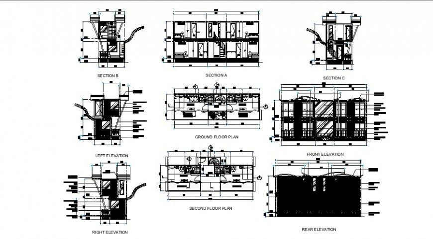 Floor plan and elevation of bungalows in auto cad file