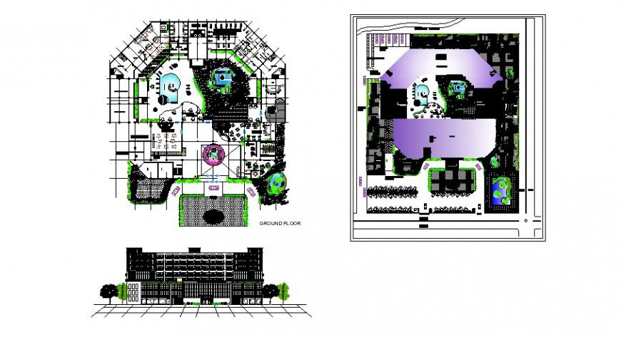 Floor plan and elevation of five star hotels in auto cad file