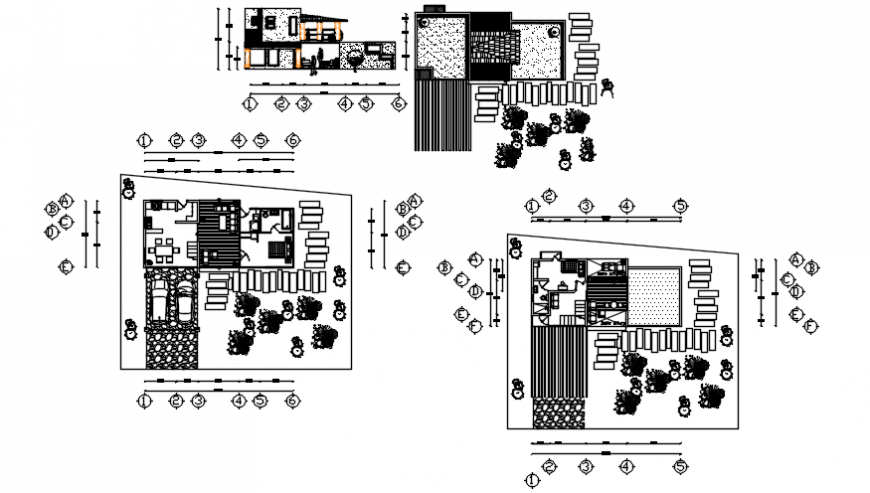 Floor plan and elevation of house in auto cad file