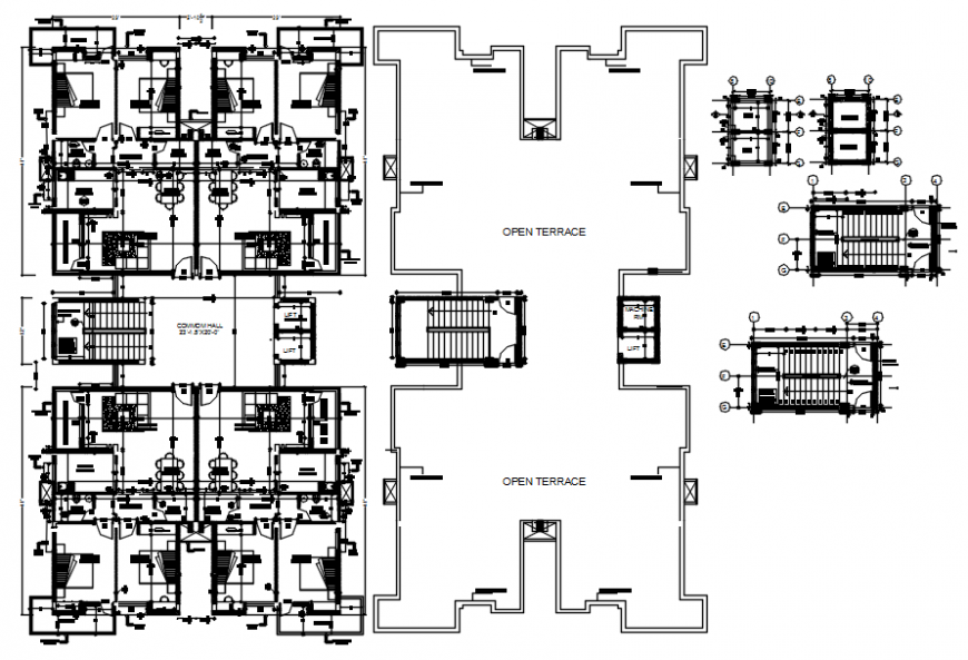Floor plan and framing plan structure drawing details for apartment building dwg file