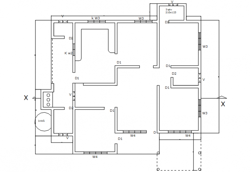 Floor plan cad file of a house