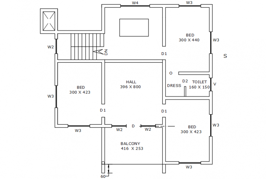 Floor plan cad file of house