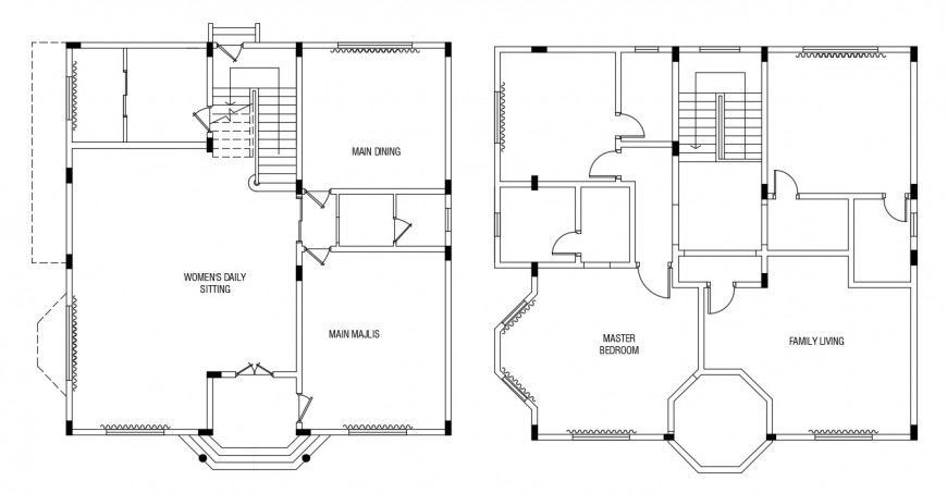 Floor plan detailing of house 2d view autocad software file