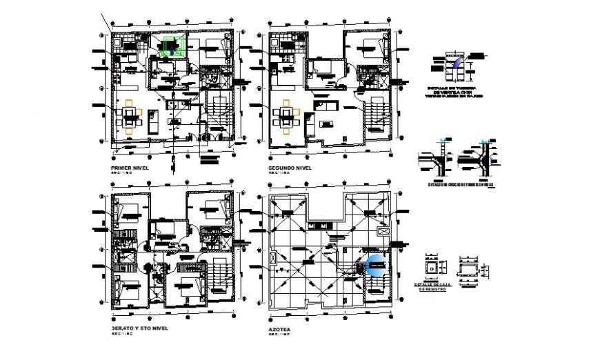 Floor plan details of residential apartment building cad drawing details dwg file