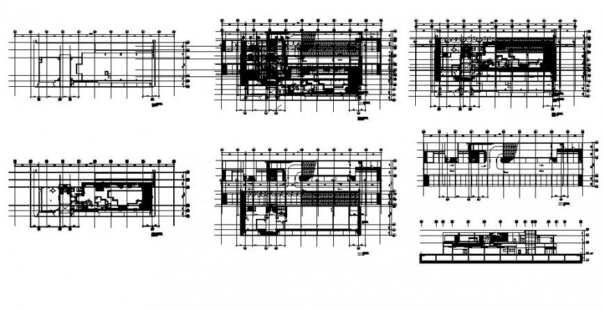 Floor plan distribution and auto-cad details of multi-story clubhouse building dwg file
