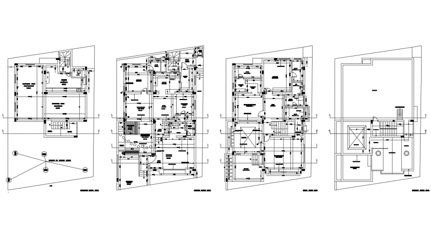 Floor plan distribution and cover plan drawing details of one family house dwg file