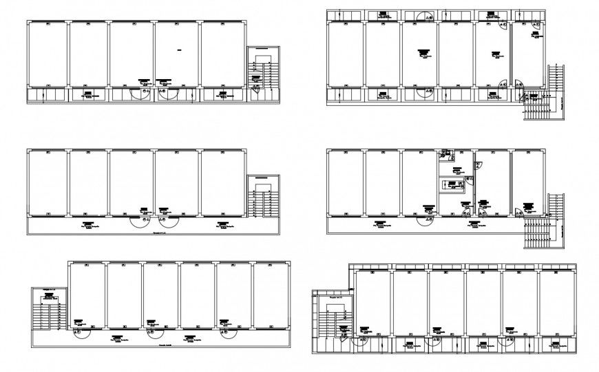Floor plan distribution details of college building dwg file