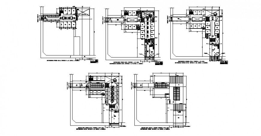 Floor plan distribution details of commercial re-modeling building dwg file