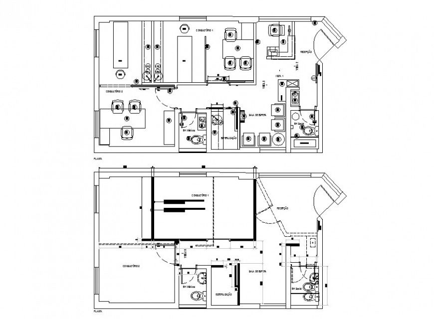Floor plan distribution details of doctors clinic cad drawing details dwg file