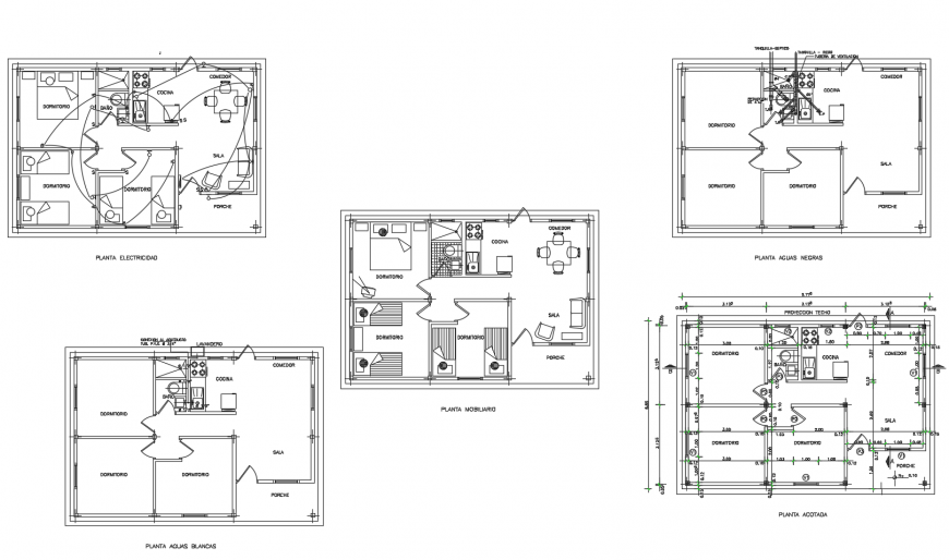 Floor plan distribution details of house with sanitary installation cad drawing details dwg file