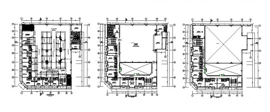 Floor plan distribution details of market with community center dwg file