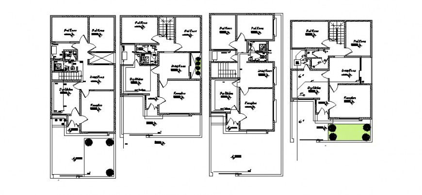 Floor plan distribution details of multi-flooring house cad drawing details dwg file