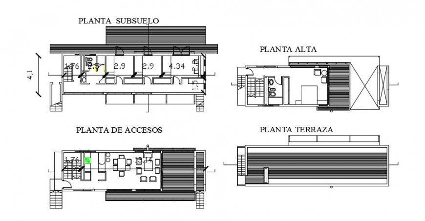 Floor plan distribution details of one family house dwg file