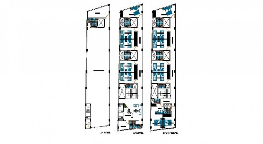 Floor plan distribution details of tower hotel cad drawing details dwg file