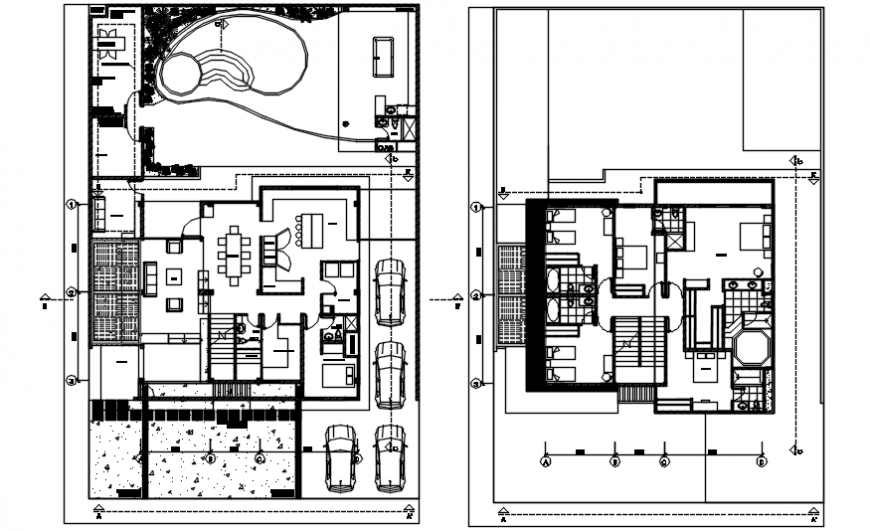 Floor plan distribution drawing details for golf clubhouse dwg file