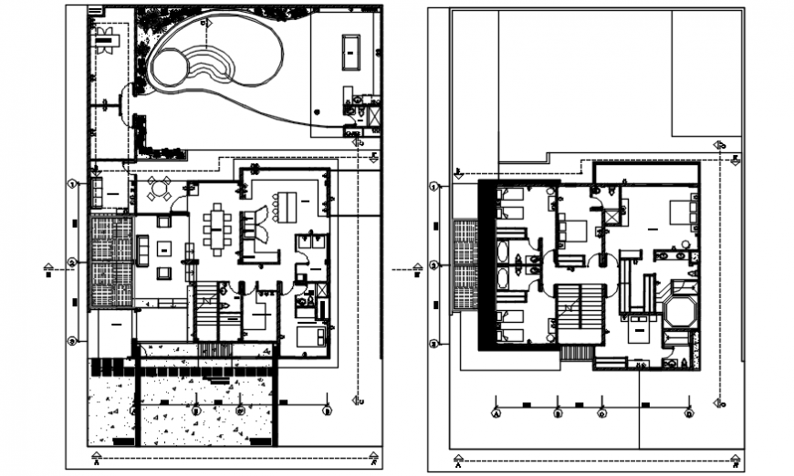 Floor plan distribution drawing details for luxuries clubhouse dwg file