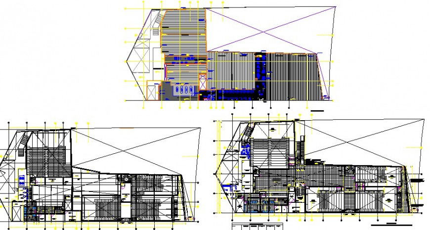 Floor plan distribution drawing details of education building dwg file