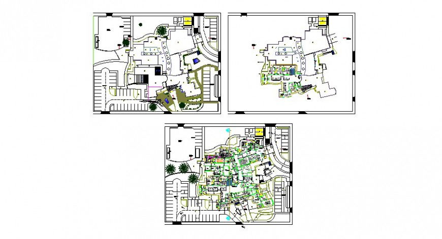 Floor plan distribution drawing details of multi-story regional hospital dwg file